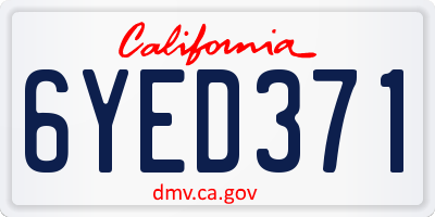 CA license plate 6YED371