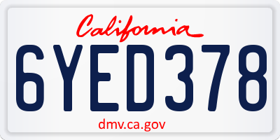 CA license plate 6YED378