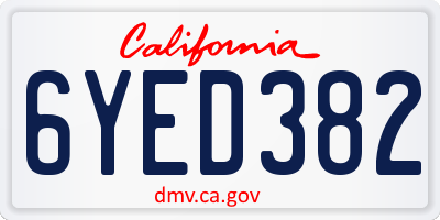 CA license plate 6YED382