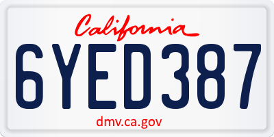 CA license plate 6YED387