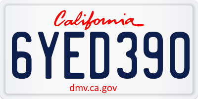 CA license plate 6YED390