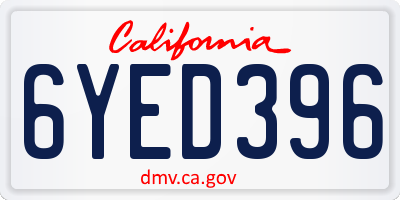 CA license plate 6YED396