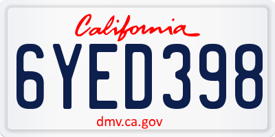 CA license plate 6YED398