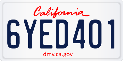 CA license plate 6YED401