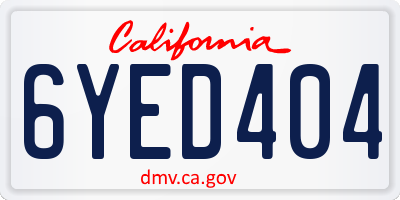 CA license plate 6YED404