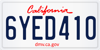 CA license plate 6YED410