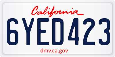 CA license plate 6YED423