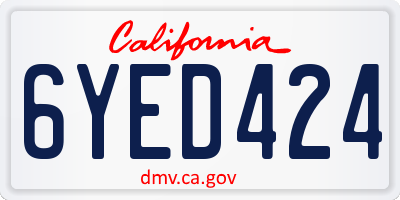 CA license plate 6YED424