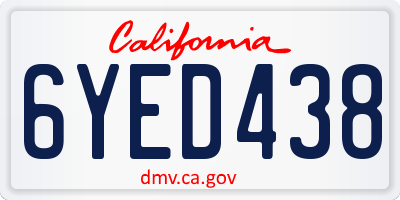 CA license plate 6YED438