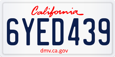 CA license plate 6YED439