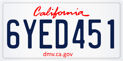 CA license plate 6YED451