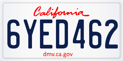 CA license plate 6YED462