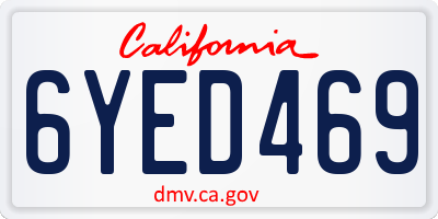 CA license plate 6YED469