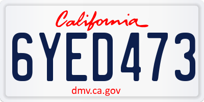 CA license plate 6YED473