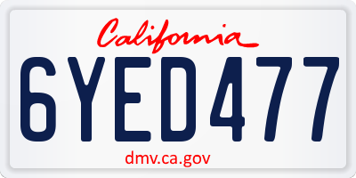 CA license plate 6YED477