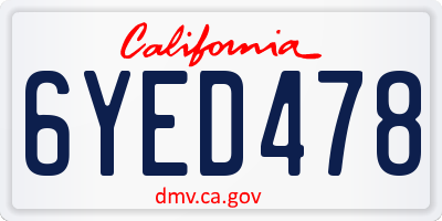 CA license plate 6YED478