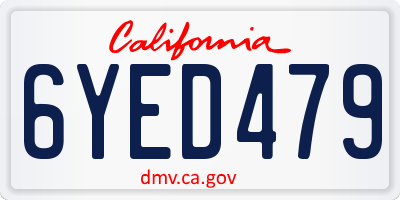 CA license plate 6YED479