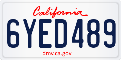 CA license plate 6YED489