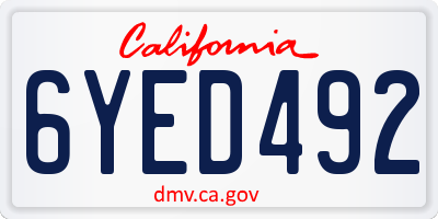 CA license plate 6YED492