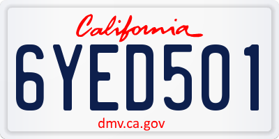 CA license plate 6YED501
