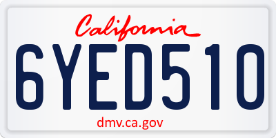 CA license plate 6YED510