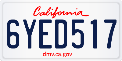CA license plate 6YED517