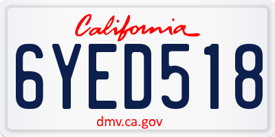 CA license plate 6YED518