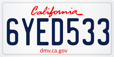 CA license plate 6YED533