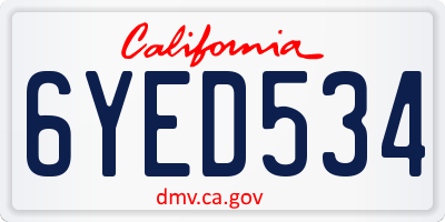 CA license plate 6YED534