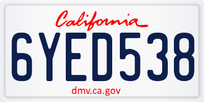 CA license plate 6YED538
