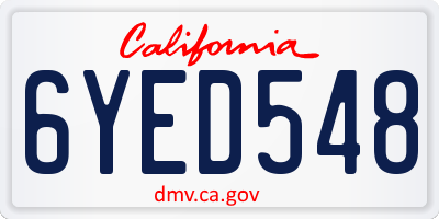 CA license plate 6YED548