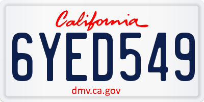 CA license plate 6YED549