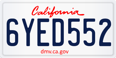 CA license plate 6YED552