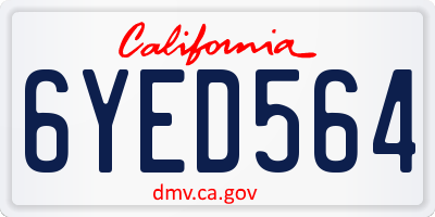 CA license plate 6YED564