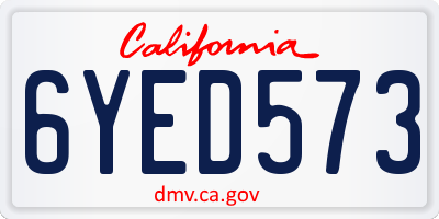 CA license plate 6YED573