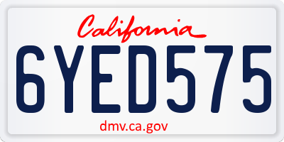 CA license plate 6YED575