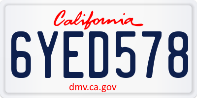 CA license plate 6YED578