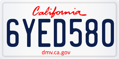 CA license plate 6YED580