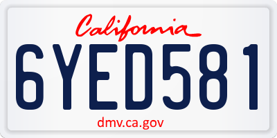 CA license plate 6YED581