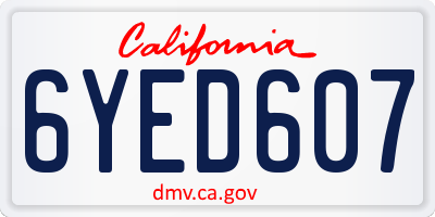 CA license plate 6YED607