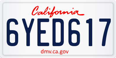 CA license plate 6YED617