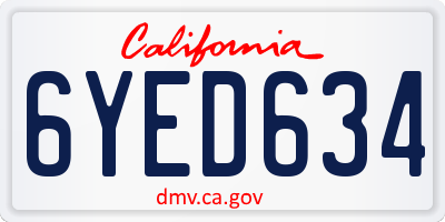 CA license plate 6YED634