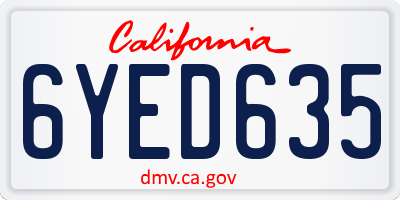CA license plate 6YED635