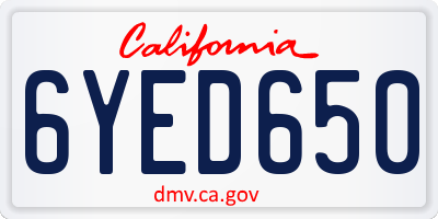 CA license plate 6YED650