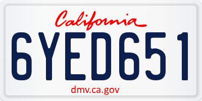 CA license plate 6YED651