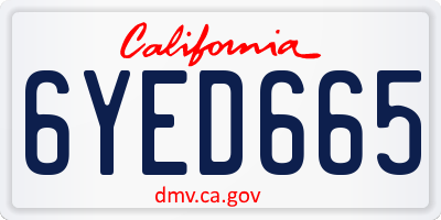 CA license plate 6YED665