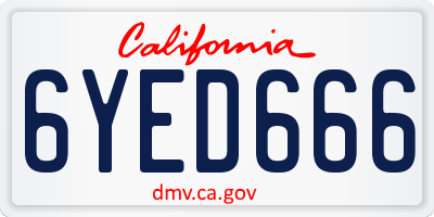 CA license plate 6YED666