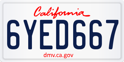 CA license plate 6YED667