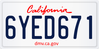 CA license plate 6YED671