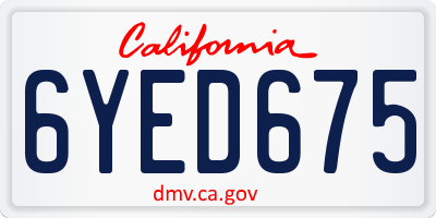 CA license plate 6YED675